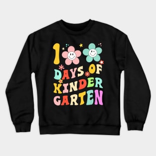 100 Days Of Kindergarten groovy 100th Day School Teacher Crewneck Sweatshirt
